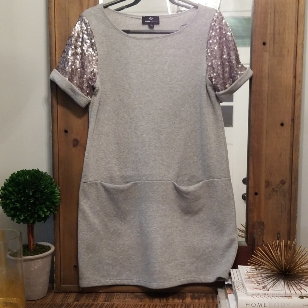 Ronnie Nicole Sequin Puff Sleeve Dress